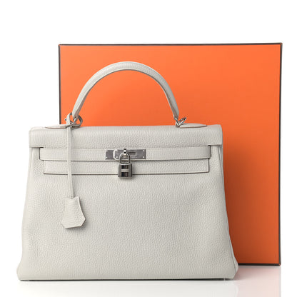 Hermes Taurillon Clemence Kelly Retourne 32 Gris Perle 11 of 11
