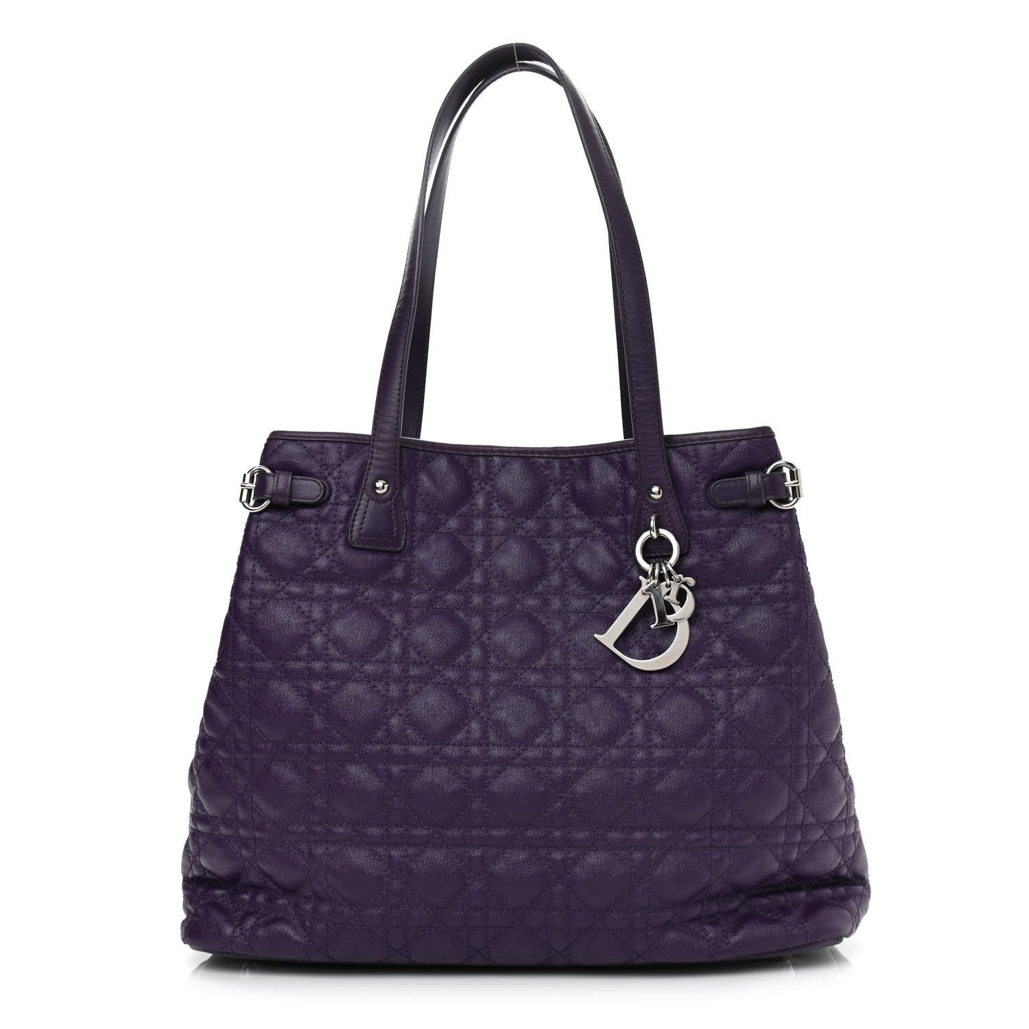 Christian Dior Coated Canvas Cannage Medium Panarea Tote Purple 1 of 11