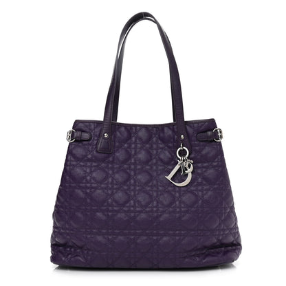 Christian Dior Coated Canvas Cannage Medium Panarea Tote Purple 1 of 11