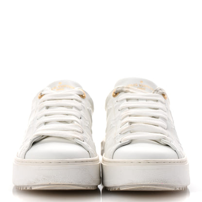 Louis Vuitton Lambskin Embossed Monogram Time Out Sneakers 36 White 3 of 10
