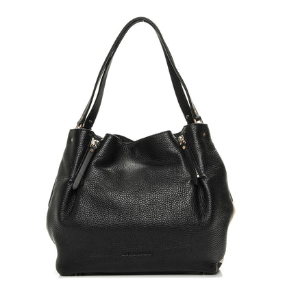 Burberry Grainy Calfskin House Check Medium Maidstone Black 1 of 7