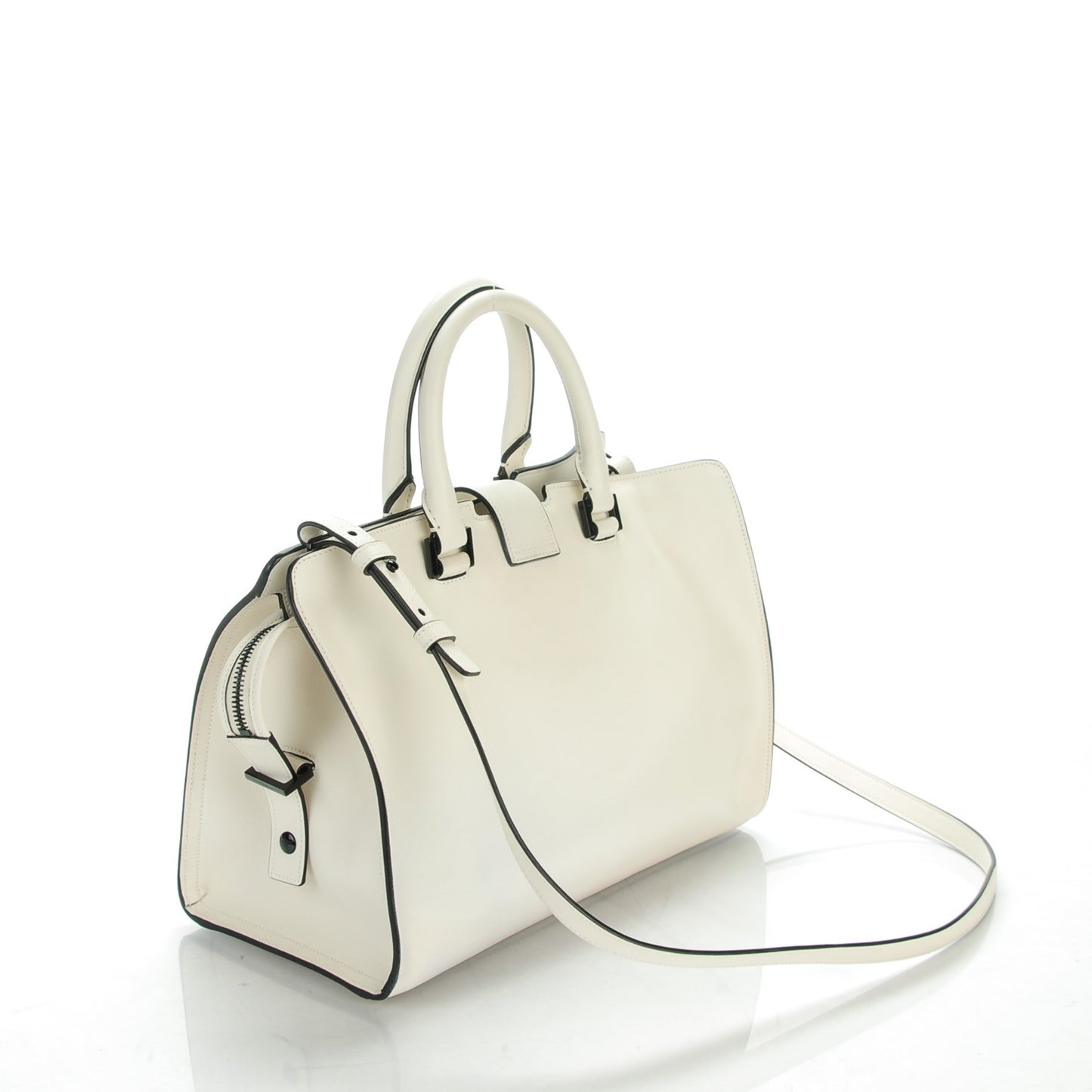 Calfskin Small Monogram Cabas Dove White