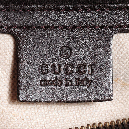 Gucci Monogram Selleria Calfskin Vintage Web Medium Boston Beige Ebony Cocoa 8 of 9