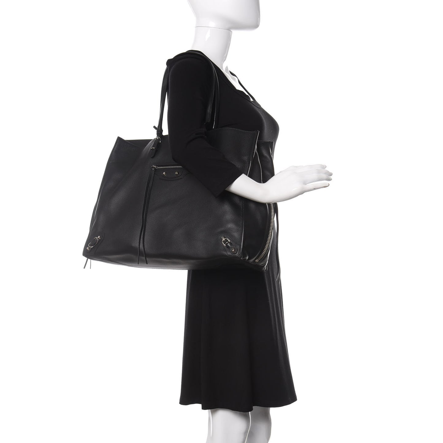 Supple Calfskin Papier A4 Zip Around Tote Black