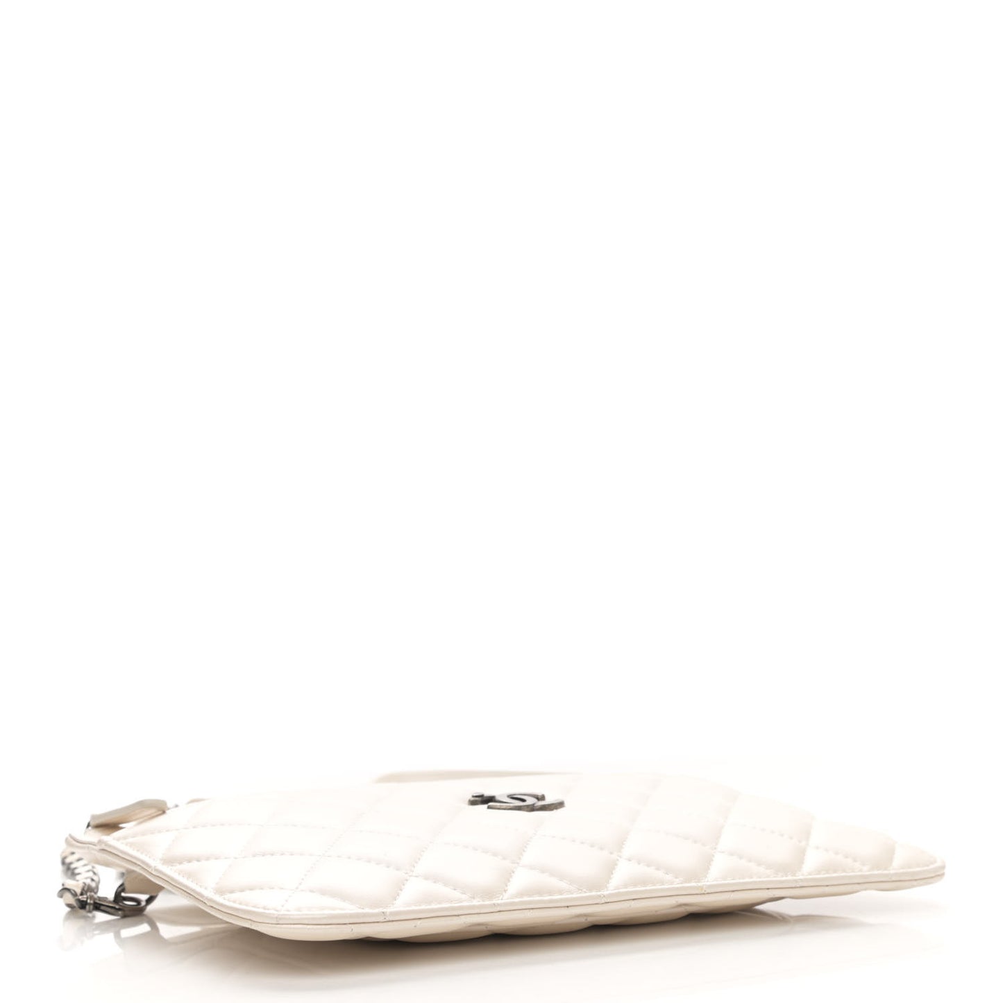 Lambskin Quilted Clutch With Chain White
