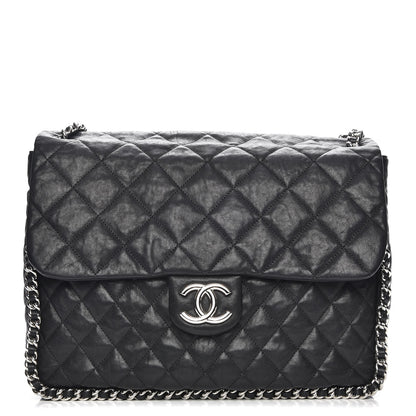 Chanel Washed Lambskin Quilted Maxi Chain Around Flap Black 1 of 7