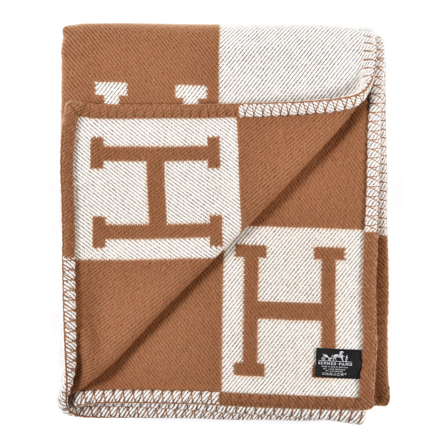 Wool Cashmere Avalon Blanket Ecru Camel
