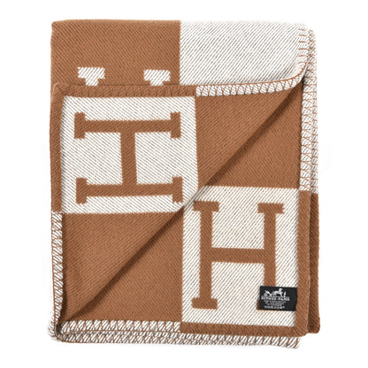 Hermes Wool Cashmere Avalon Blanket Ecru Camel 2 of 3