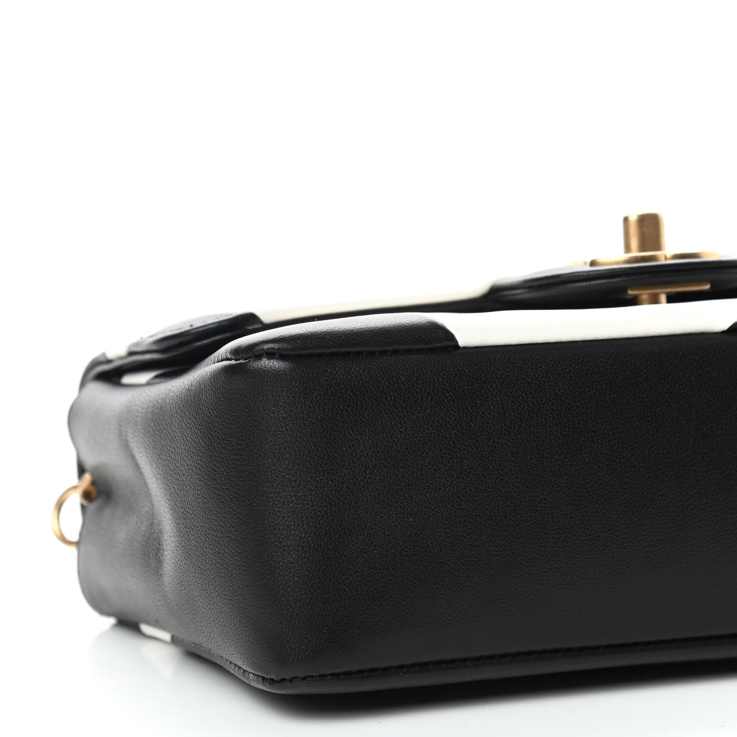 Lambskin Geometric Patchwork Mini Flap Black White