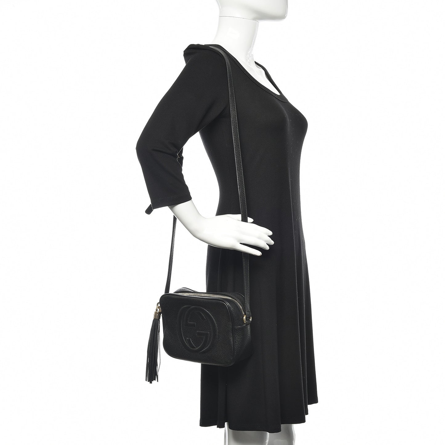 Pebbled Calfskin Small Soho Disco Bag Black