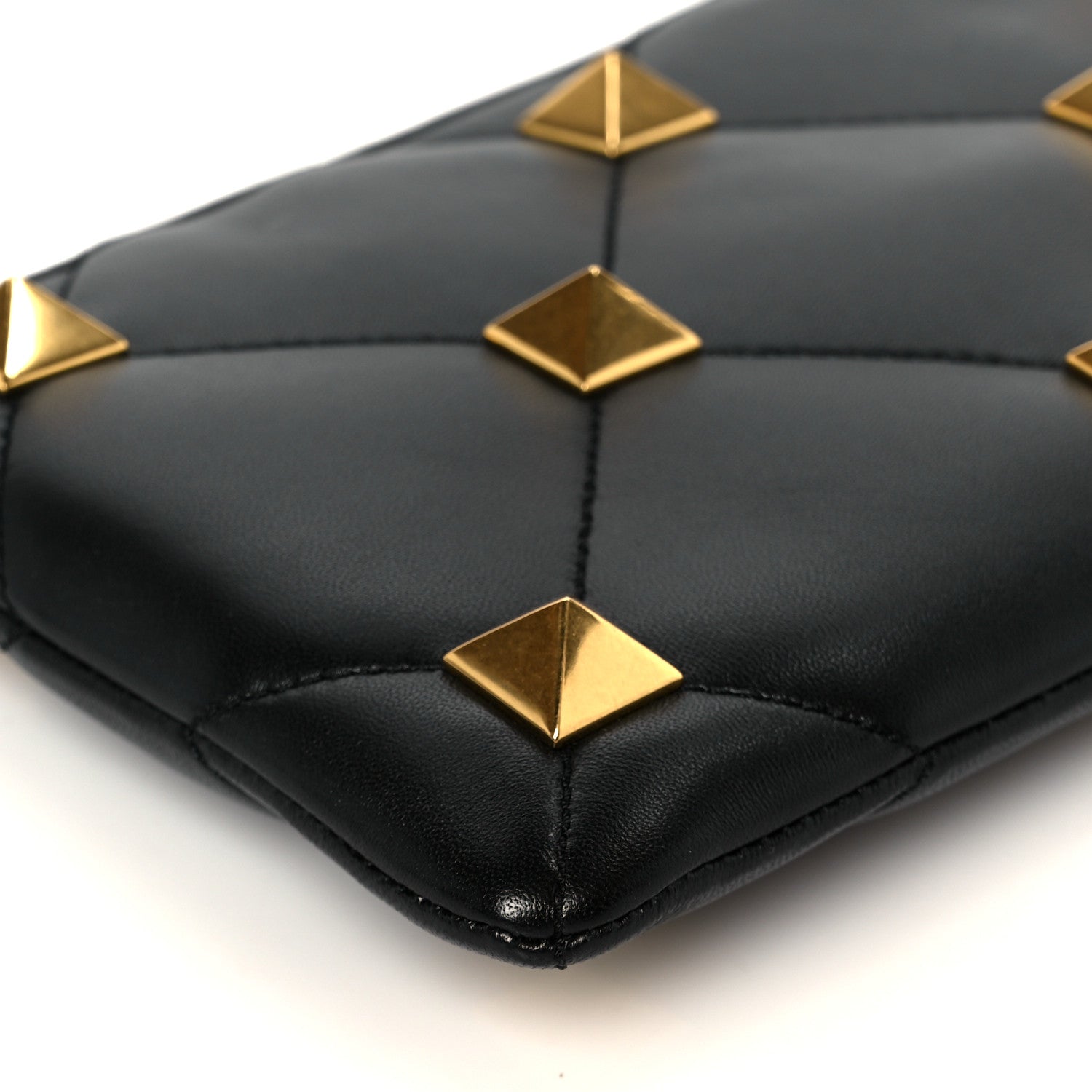 Valentino Garavani Nappa Quilted Roman Stud Zip Pouch Black 8 of 10