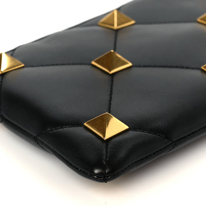 Valentino Garavani Nappa Quilted Roman Stud Zip Pouch Black 8 of 10