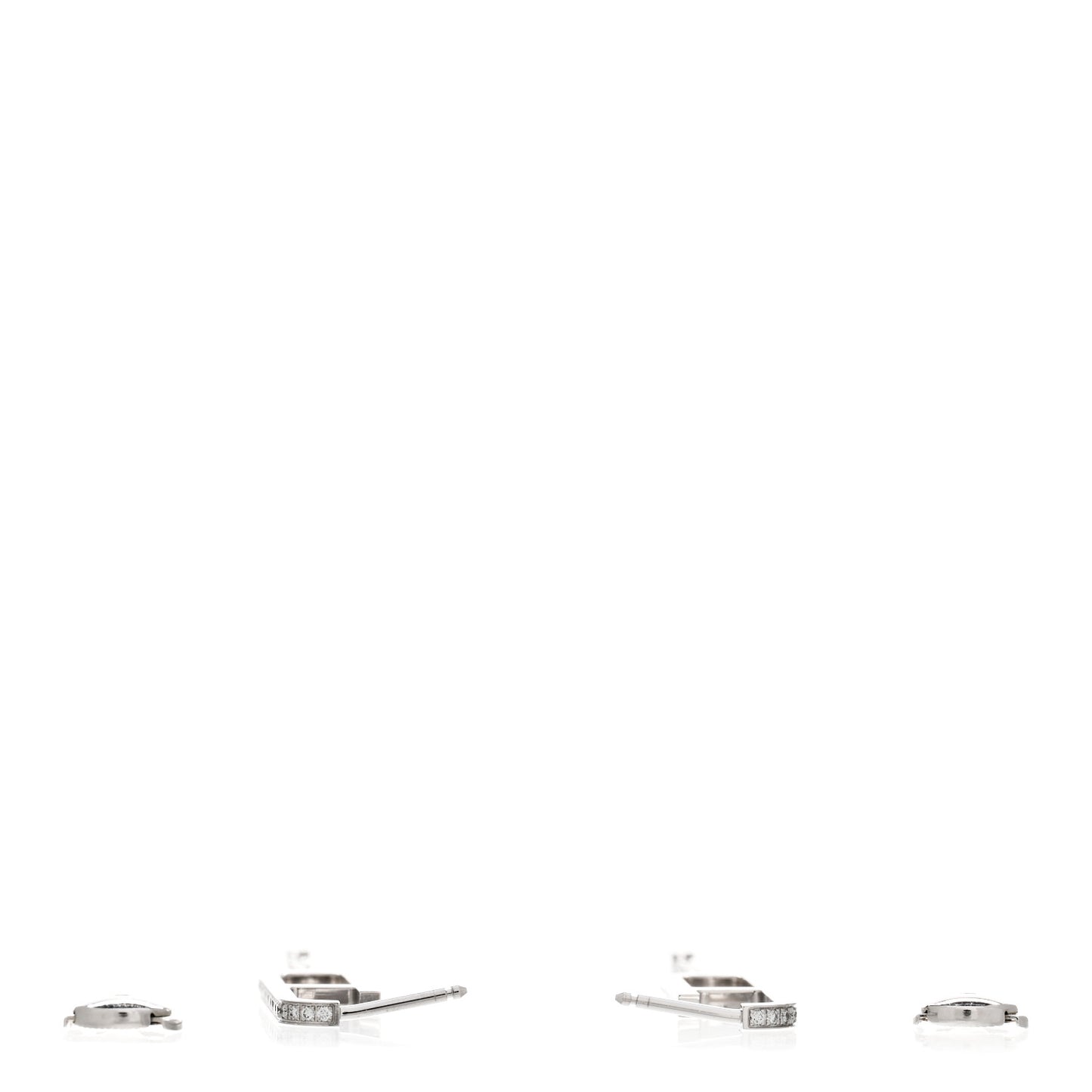 18K White Gold Diamond Ever Chaine D'Ancre Enchainee Earrings