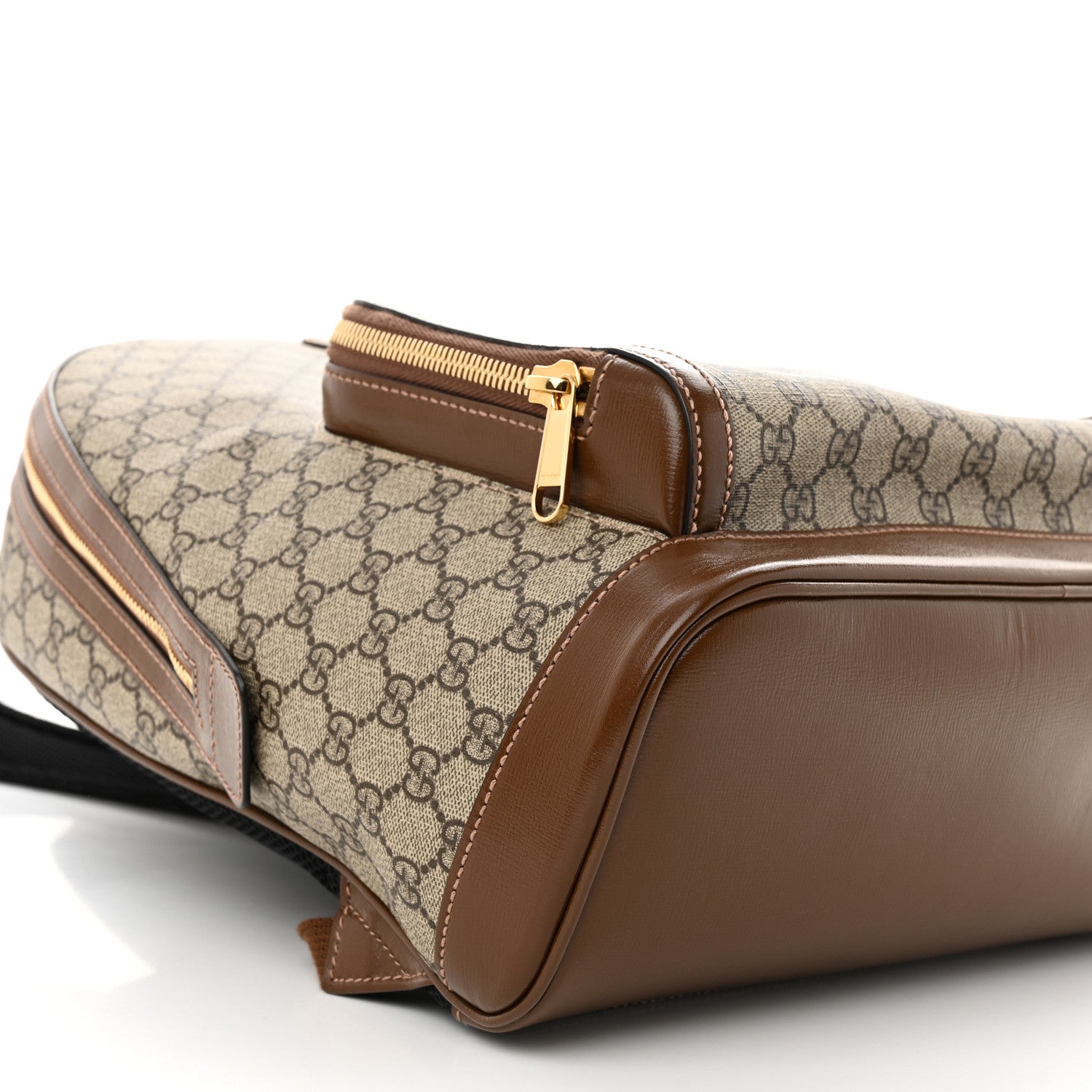 Gucci GG Supreme Monogram Textured Calfskin Retro Interlocking G Backpack Brown Beige 9 of 10