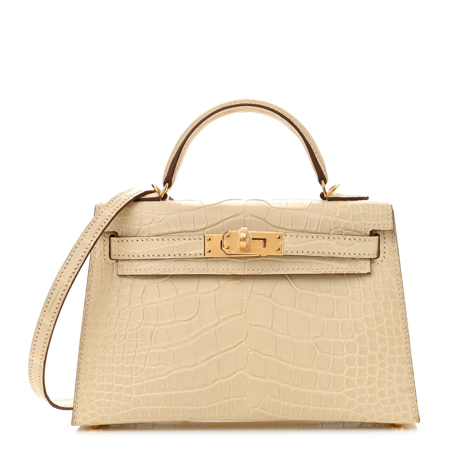 Matte Alligator Mini Kelly Sellier 20 Vanille
