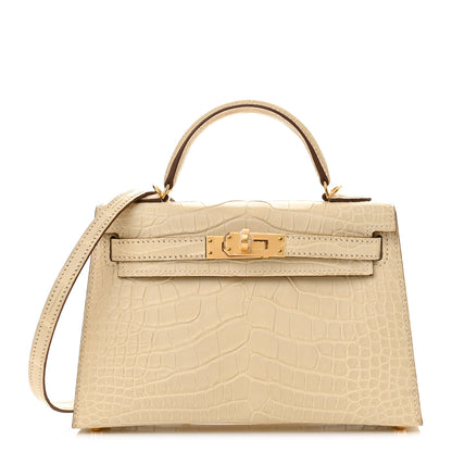 Hermes Matte Alligator Mini Kelly Sellier 20 Vanille 1 of 11