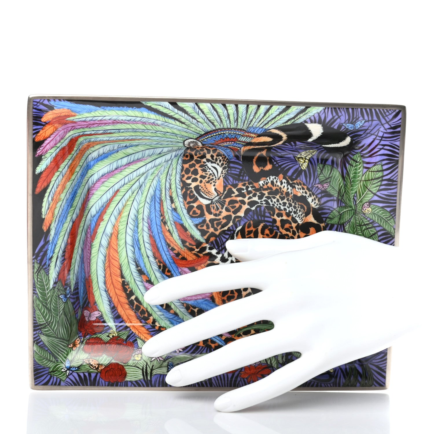 Hermes Porcelain Jaguar Quetzal Change Tray Midnight 2 of 5