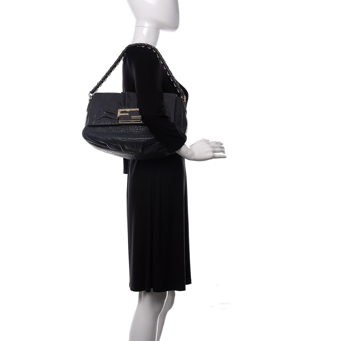 Crinkled Lambskin Mia Shoulder Flap Navy
