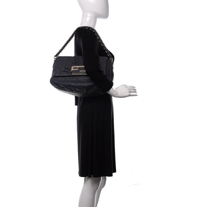 Fendi Crinkled Lambskin Mia Shoulder Flap Navy 2 of 15