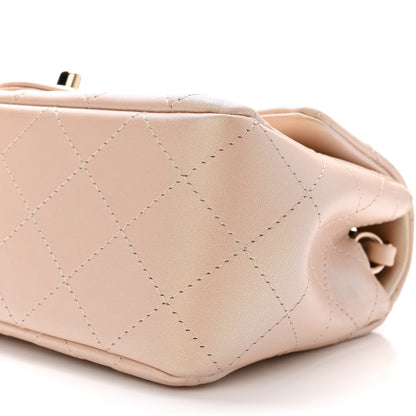 Chanel Iridescent Calfskin Quilted Mini Rectangular Flap Beige 10 of 12