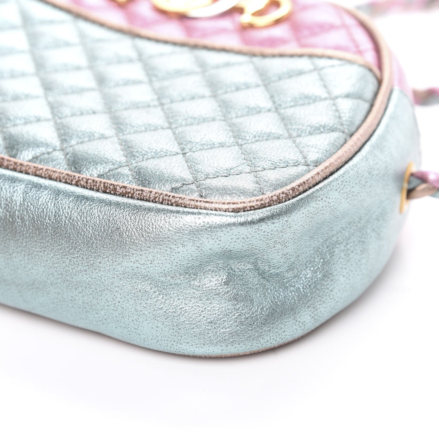 Laminated Nappa Trapuntata Mini Zumi Dome Shoulder Bag Rosa Lago Rame