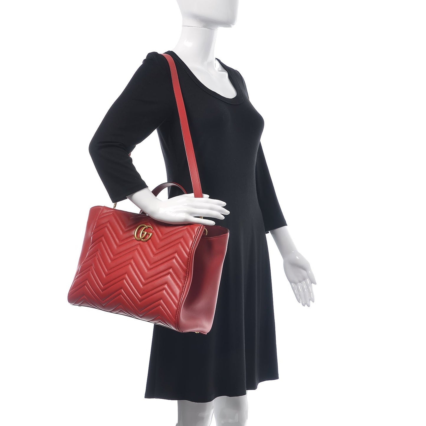 Calfskin Matelasse Medium GG Marmont Tote Hibiscus Red