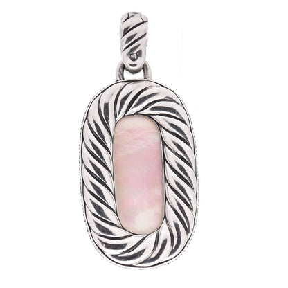 David Yurman Sterling Silver Diamond Moonstone Mother of Pearl Midnight Melange Reversible Pendant Enhancer 2 of 6