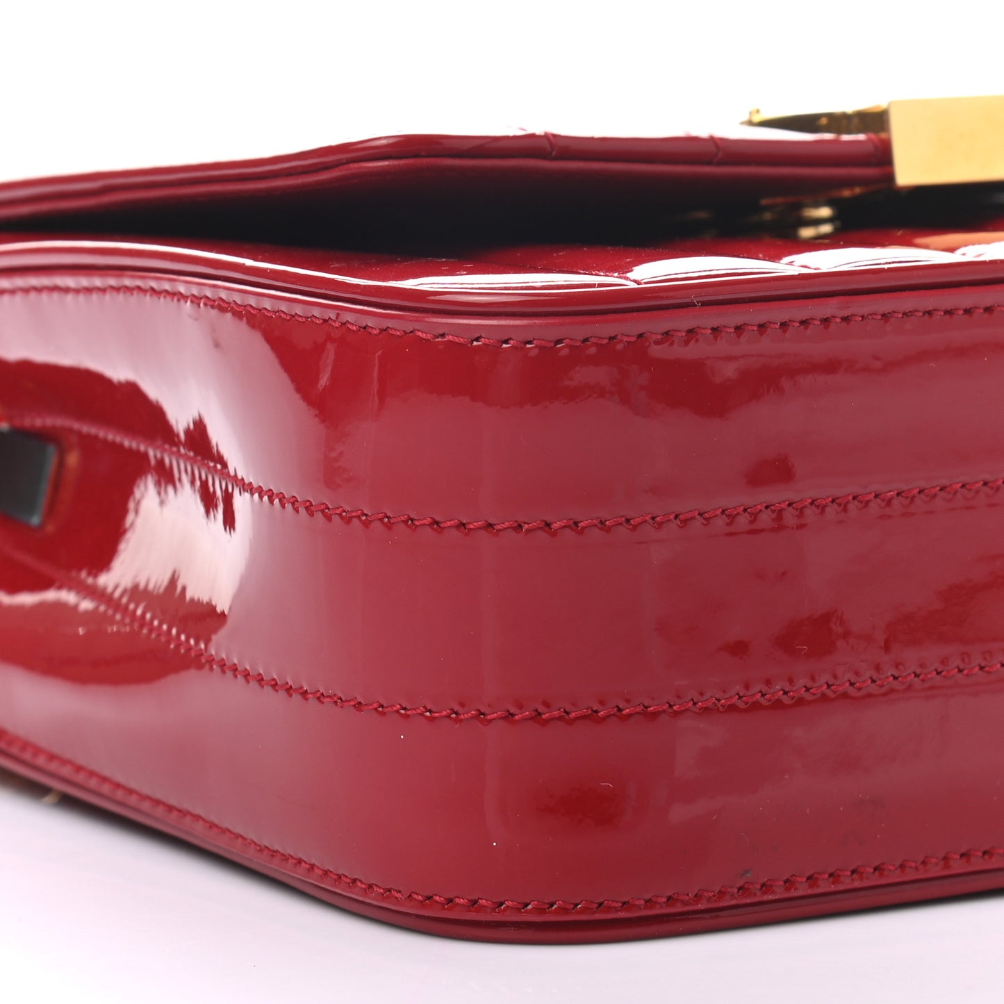 Patent Matelasse Monogram Small Vicky Chain Bag Red