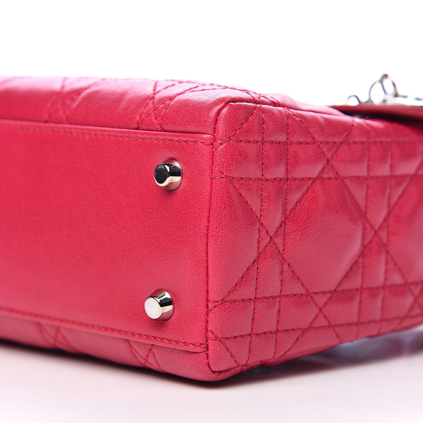 Lambskin Cannage Bow Mini Lady Dior Fuchsia