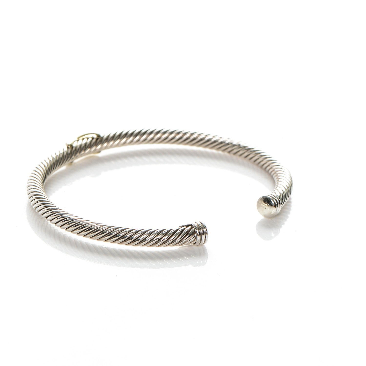 David Yurman Sterling Silver 18K Yellow Gold 4mm X Station Cable Bracelet 3 of 4