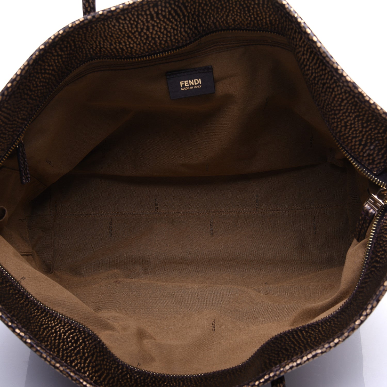 Fendi Zucca Vitello Medium Roll Tote Tobacco Oro Moro 5 of 10