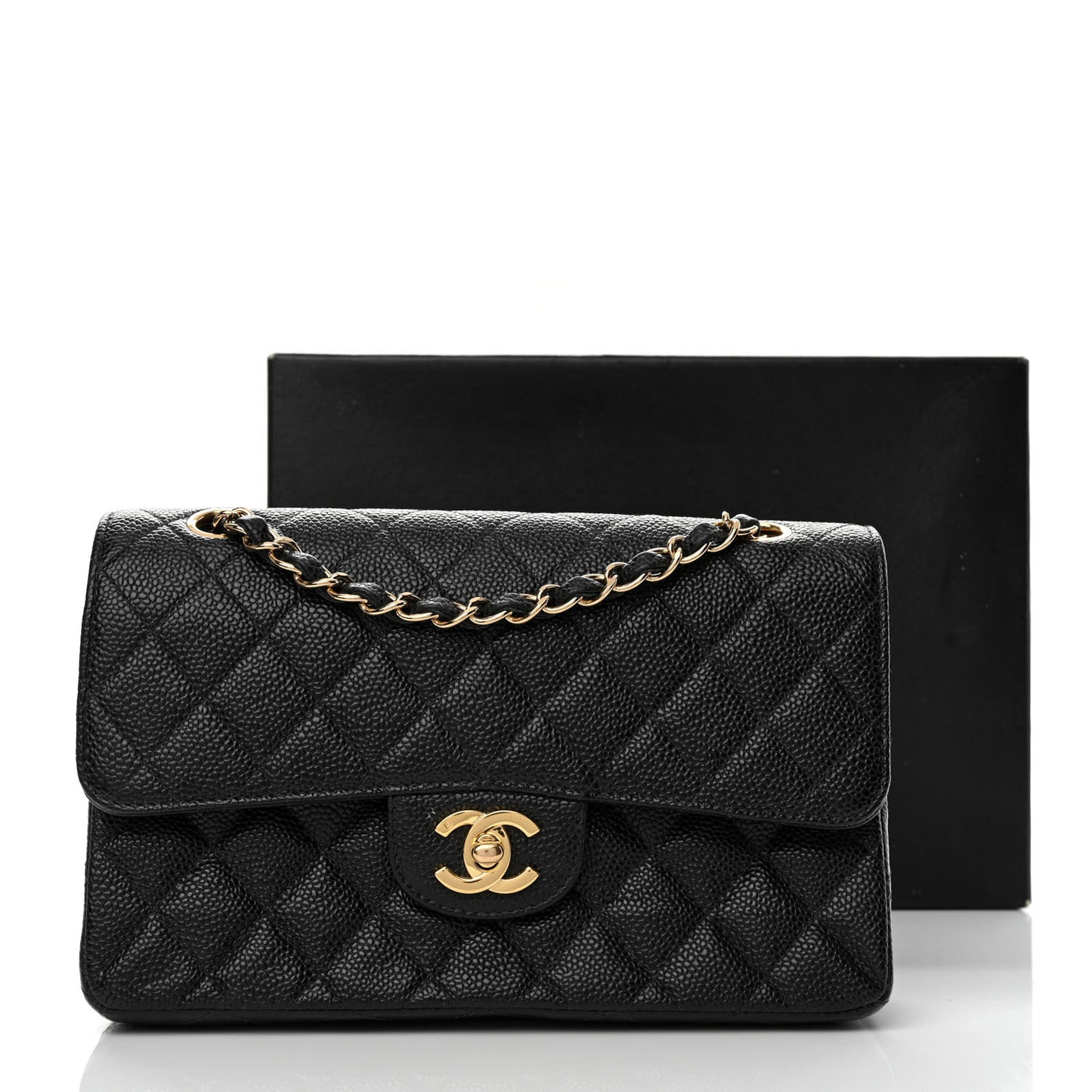 Caviar Quilted Small Double Flap Black