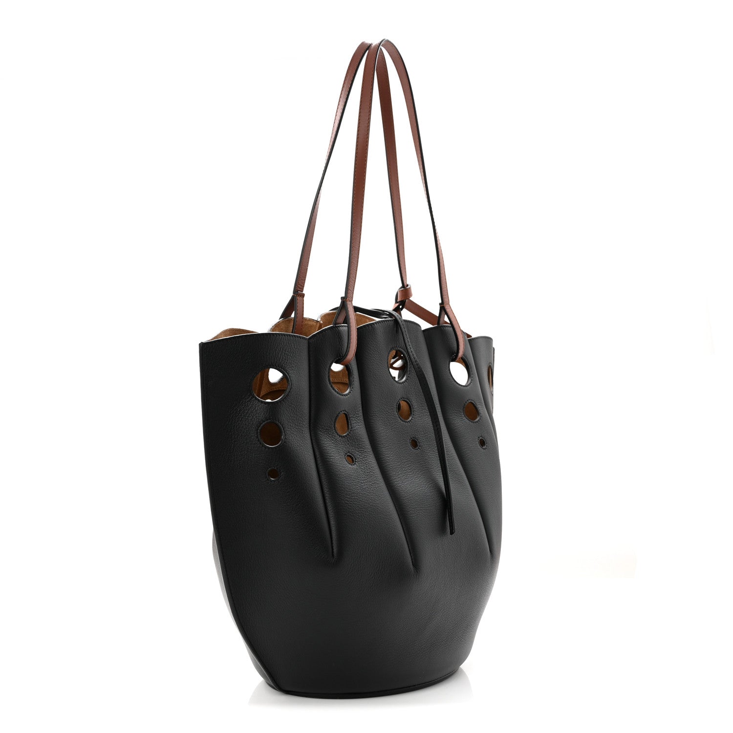 Loewe Calfskin Perforated Small Shell Tote  Black 3 of 10