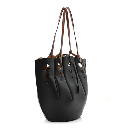 Loewe Calfskin Perforated Small Shell Tote  Black 3 of 10