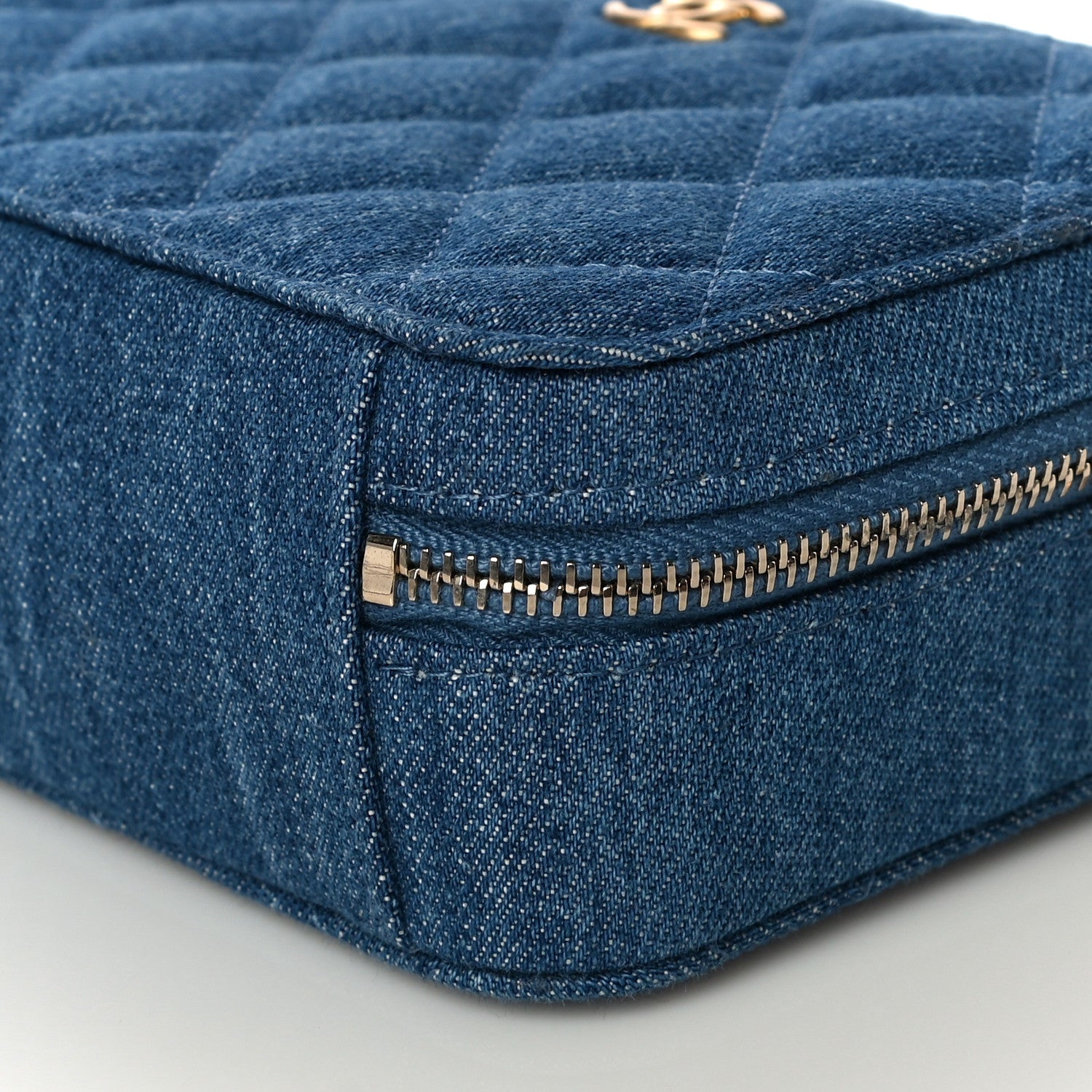 Chanel Denim Quilted CC Pearl Crush Camera Case Blue 11 of 12