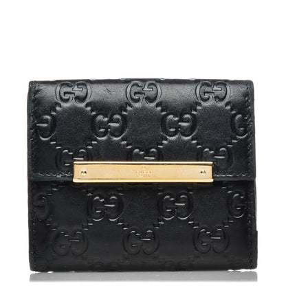 Gucci Guccissima Metal Bar French Flap Wallet Black 1 of 11