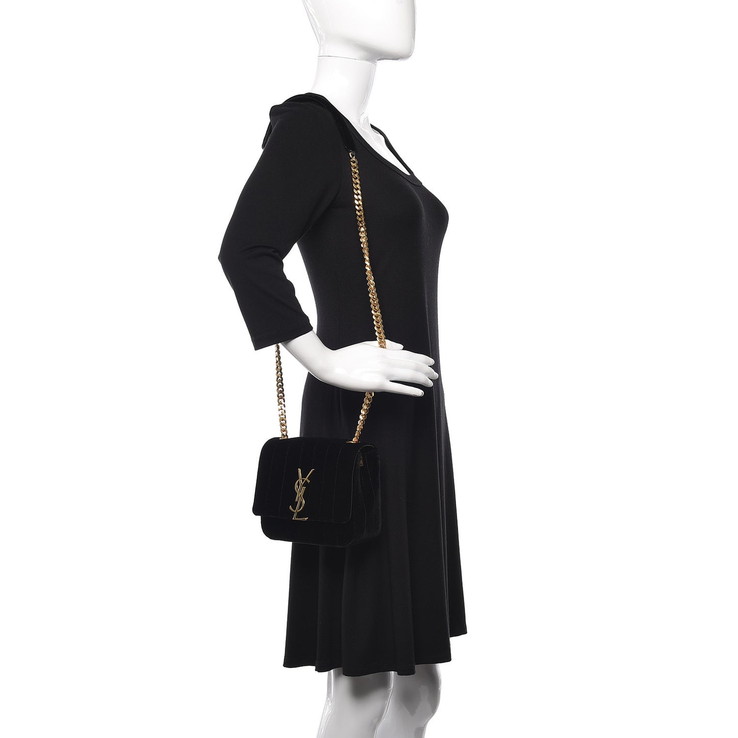 Velvet Matelasse Small Vicky Chain Bag Black