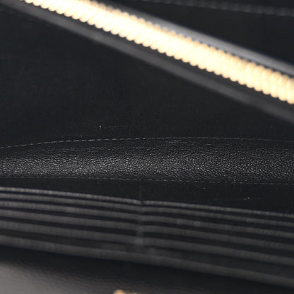 Saint Laurent Grain De Poudre Matelasse Chevron Monogram Chain Wallet Black 6 of 12