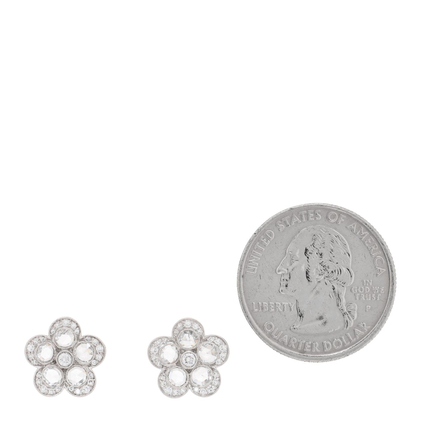 Platinum Diamond Enchant Flower Stud Earrings