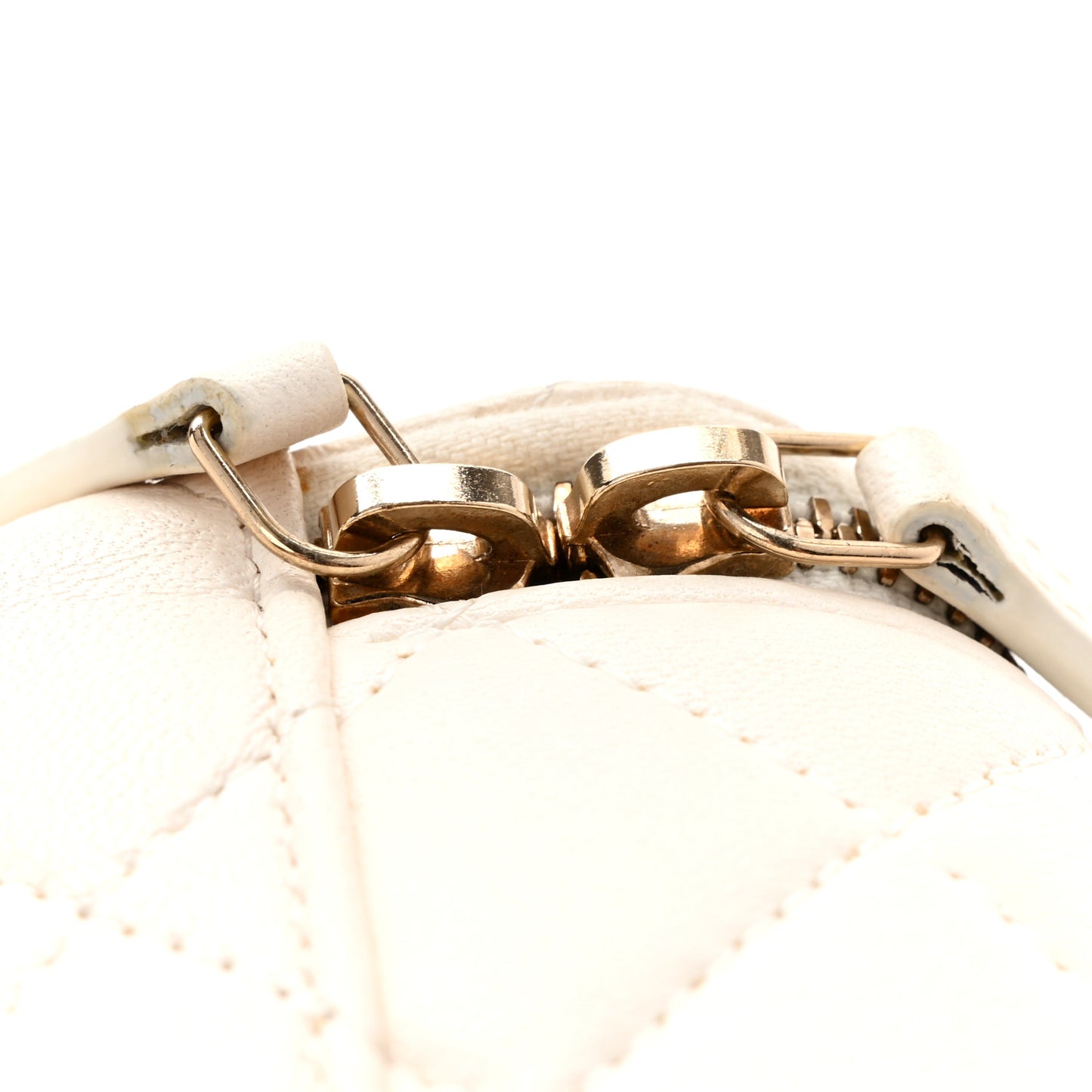 Lambskin Quilted Mini Vanity Case With Chain White