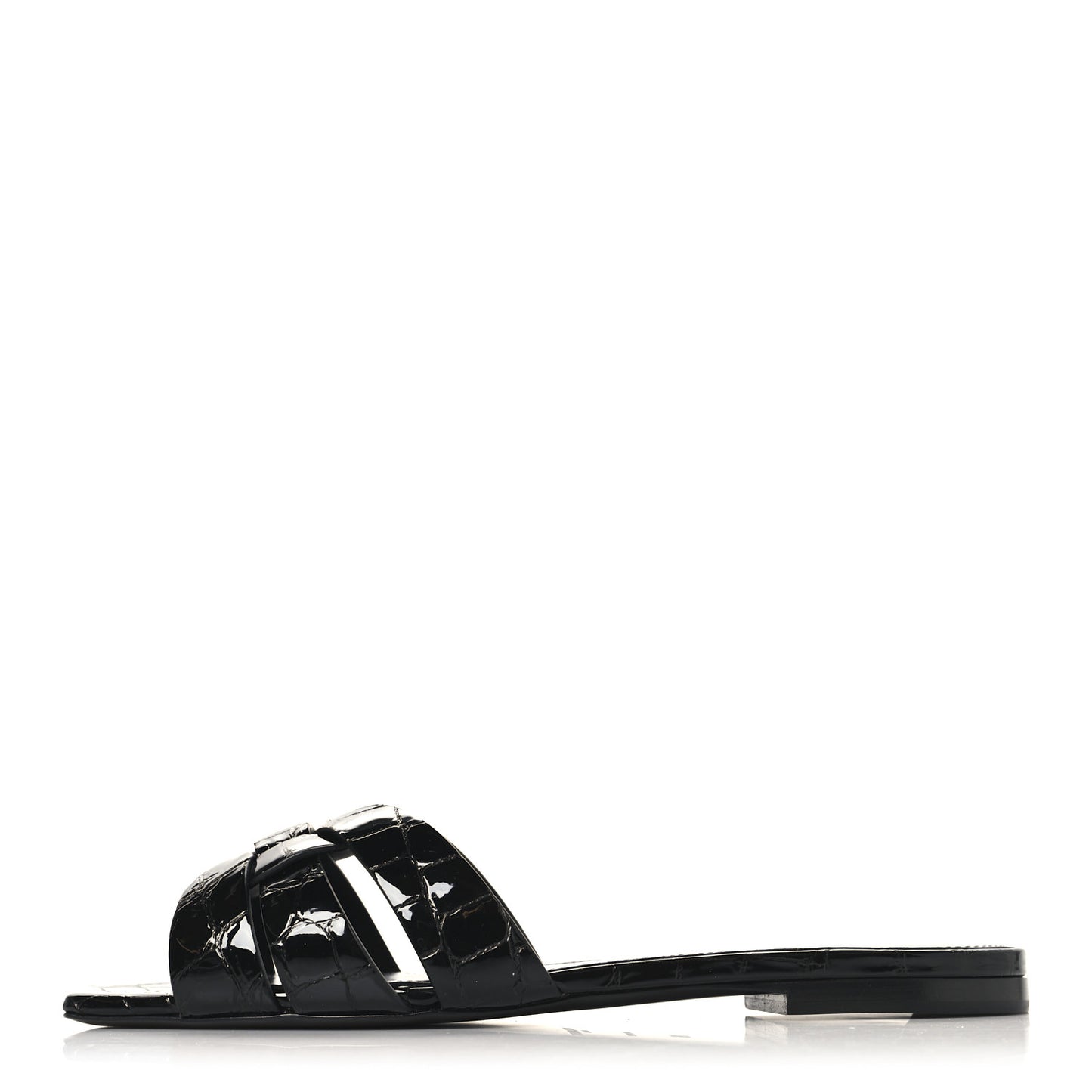 Patent Croc Embossed Tribute 05 Slide Sandals 36 Black