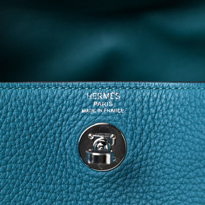 Hermes Taurillon Clemence Mini Lindy 20 Vert Bosphore 6 of 12