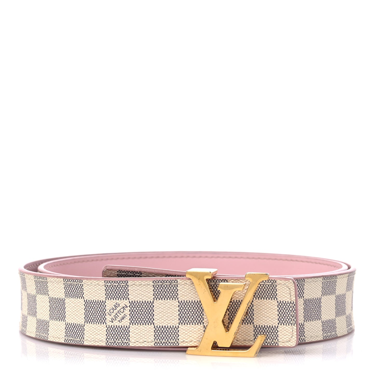 Damier Azur 30mm LV Initiales Reversible Belt 80 32 Pink