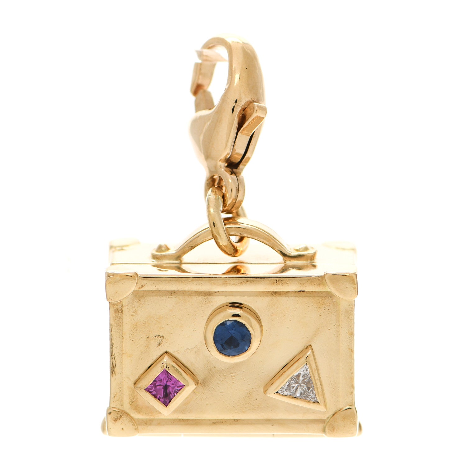 Tiffany 18K Yellow Gold Diamond Sapphire Suitcase Charm 1 of 4
