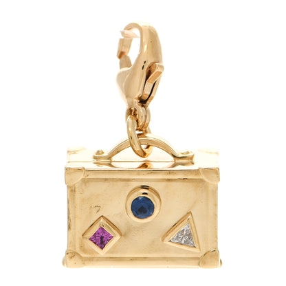 Tiffany 18K Yellow Gold Diamond Sapphire Suitcase Charm 1 of 4