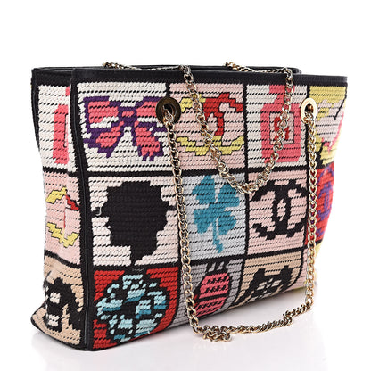 Chanel Needlepoint Precious Symbols Shoulder Bag Black 3 of 11