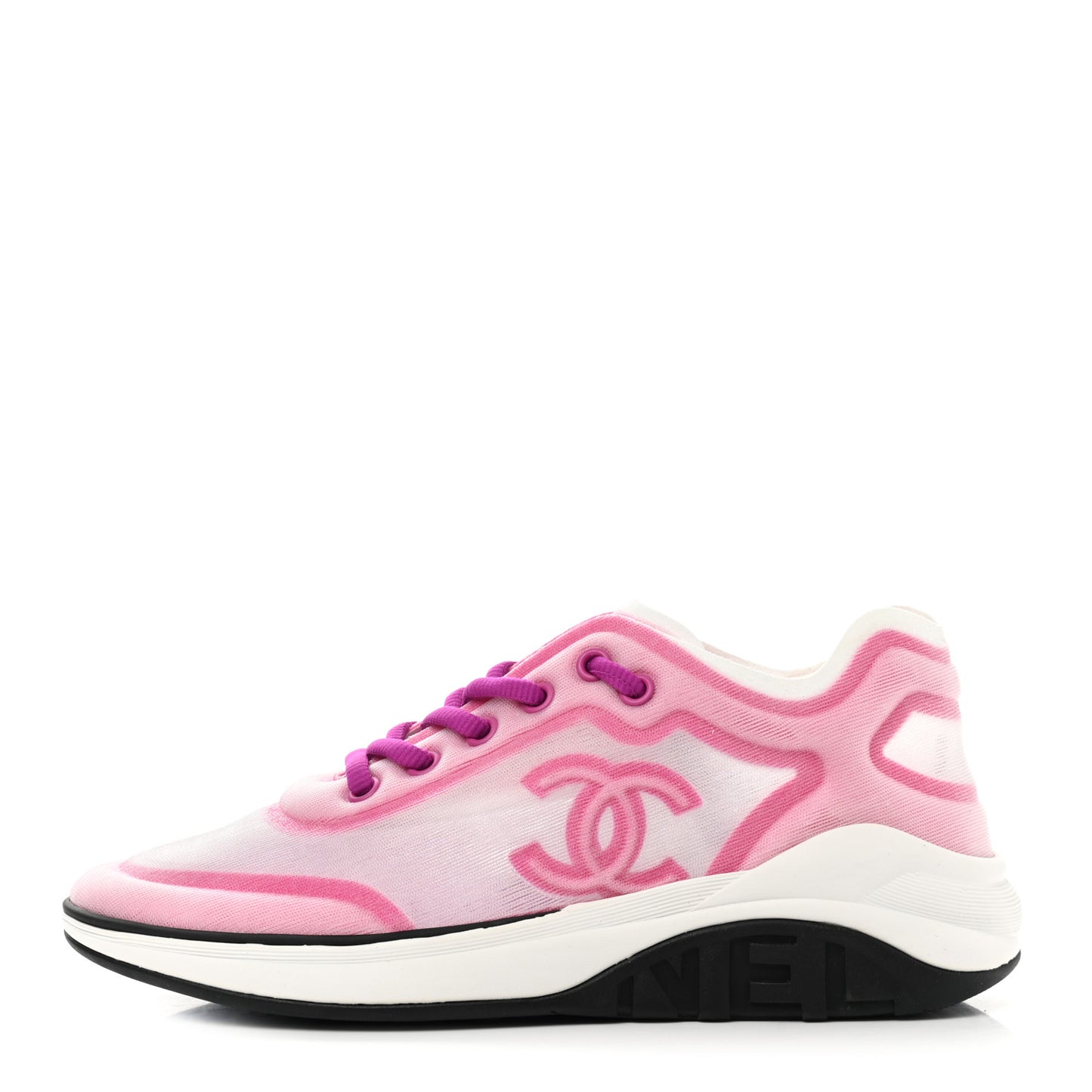 Calfskin Mesh Lycra Womens Logo Sneakers 36 White Pink
