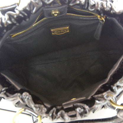 Miu Miu Vernice Patent Gathered Tote Black 5 of 7