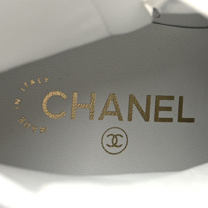 Chanel Shiny Crumpled Lambskin Lace Up Combat Boots 41 White 8 of 8