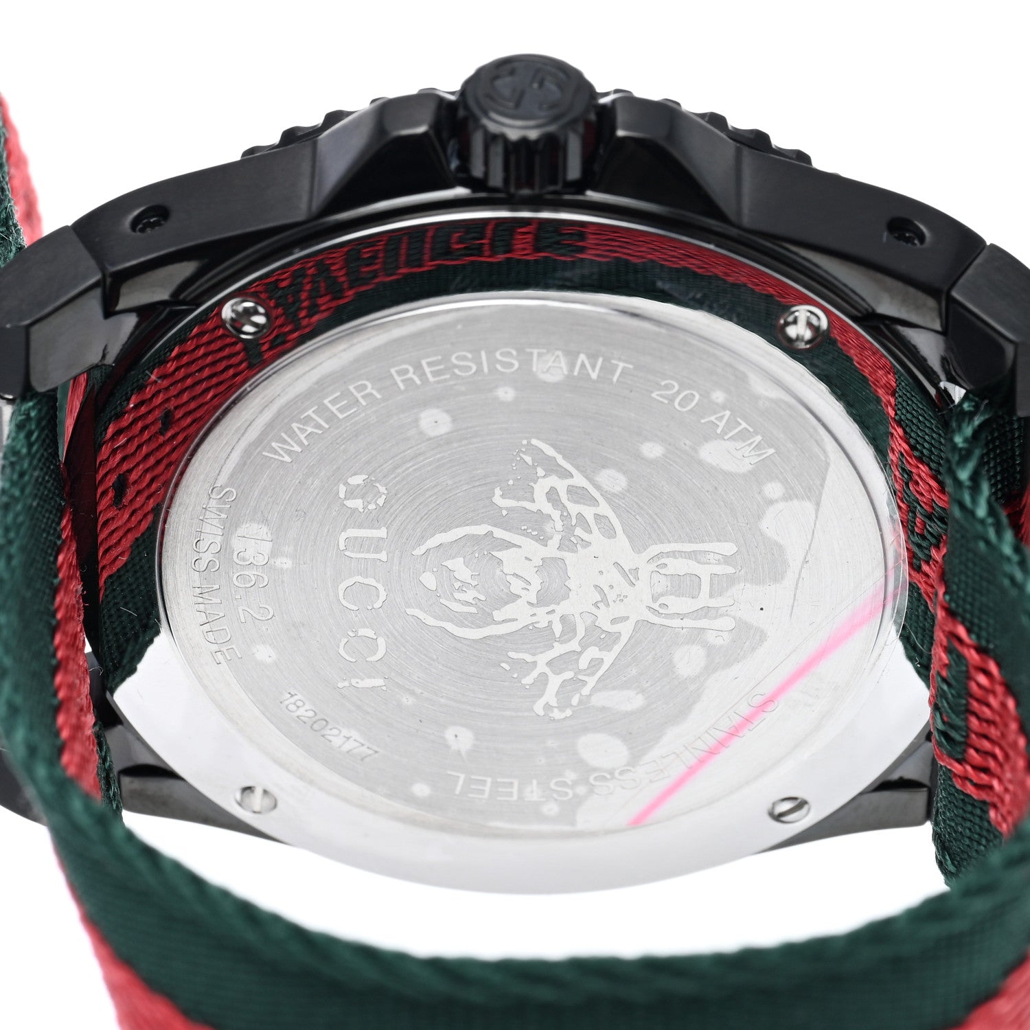 Gucci Stainless Steel Nylon 45mm Le Marche Des Merveilles Bee Quartz Watch Green 4 of 5